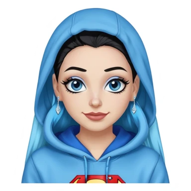 Teeth-showing-Smiling-30-year-old-adult-long-straight-dark-blue-and-glitter-in-hair-blue-eyes-thick-black-eyeliner-really-thick-really-long-eye-lashes-sky-blue-superman-no-ears-hoodie-sweatshirt-nose-piercing-lip-piercing sticker