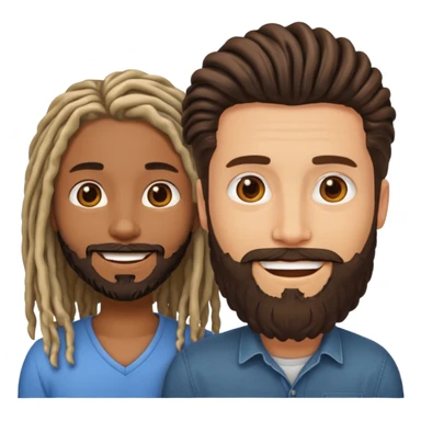 Couple emoji -WHITE with man with beard, BLACK FEMALEwith mid length locs sticker