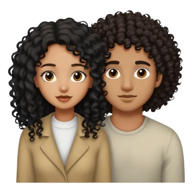 Light brown skin girl, with long black curly hair with her boyfriend with short curly hair and a little darker skin than her  sticker