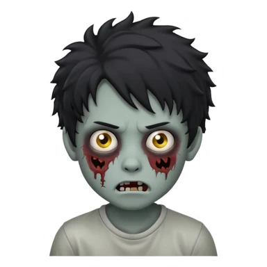 boy zombie with curly black hair emo grey skin make the emoji look like this one 🧟 sticker