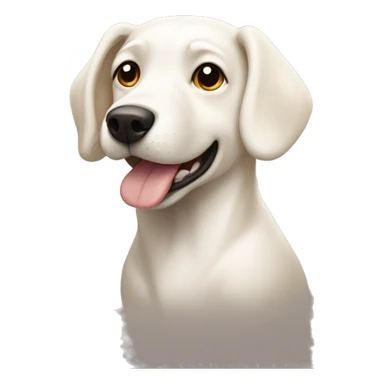 a white dog had beige colored coverd ears sticker
