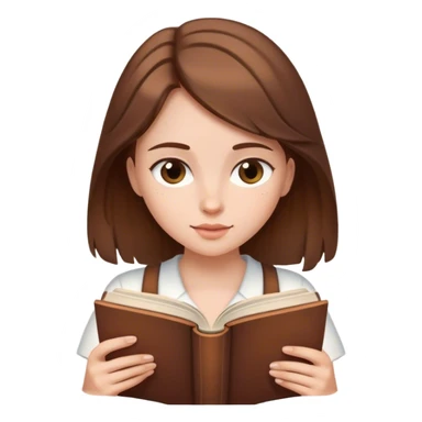 brown haired girl reading a book sticker