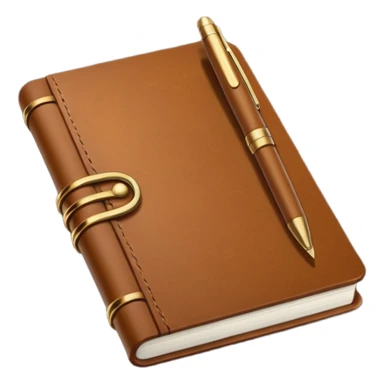 Carnet de notes marron avec un stylo sticker