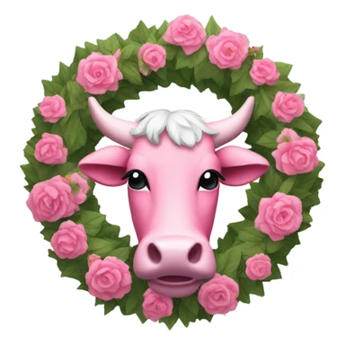 Pink cow wreath sticker