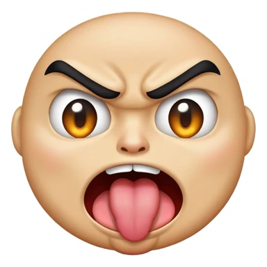 Mean face sticking out tongue ￼ sticker