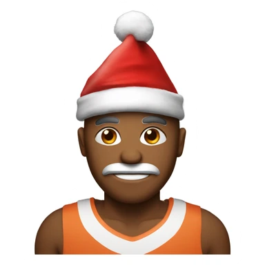 Basketball with a Christmas hat sticker