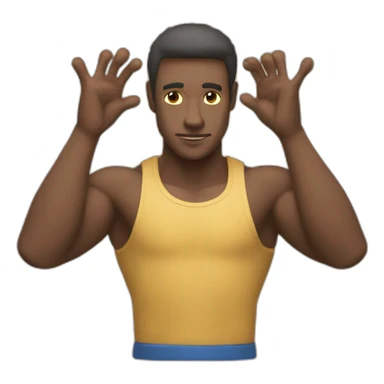 Homme avec le bras tendu en face de soi, avec la paume de la main dirigée vers le sol et les doigts serrés entre eux sticker