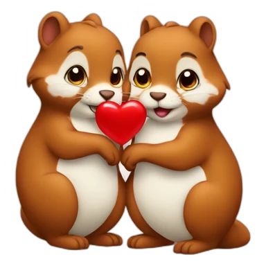 2 squirels in love with an heart between them sticker