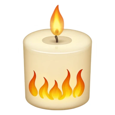 
minimal flat emoji of a white or cream scented candle with three visible flames, soft warm glow, clean vector style, elegant and modern, transparent background sticker