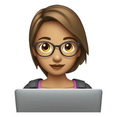 a 30-year-old girl writes text on a laptop sticker