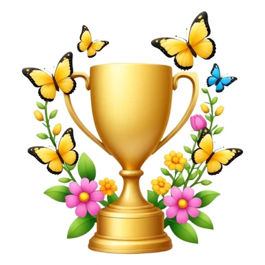 spring trophy with flowers and butterflies sticker