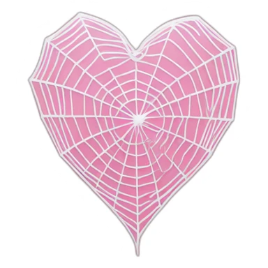 pink heart in a white spiderweb  sticker