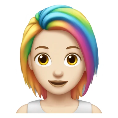 Emma Myers with rainbow hair pale skin sticker