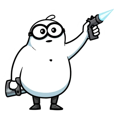 Gru from Despicable Me pointing a freeze ray sticker