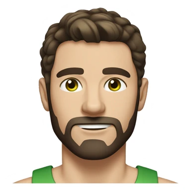 man, short dark brown straight hair, short beard, VERY LONG AND POINTY nose, white, green eyes, muscular, freckles sticker