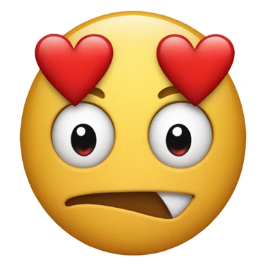 Mad face emoji with three red hearts surrounding  sticker