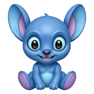 cute blue alien Stitch from Lilo & Stitch, big ears, smiling, simple background sticker