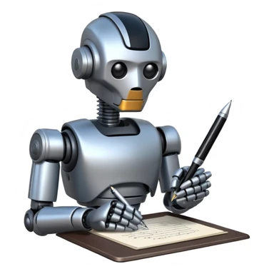 robot writing document sticker