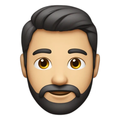 Un emoji de un hombre joven de cabello corto con barba corta cejas medianemente pobladas labios gruesas ojos cafés oscuros , con figura atlética , camiseta de color negro  sticker