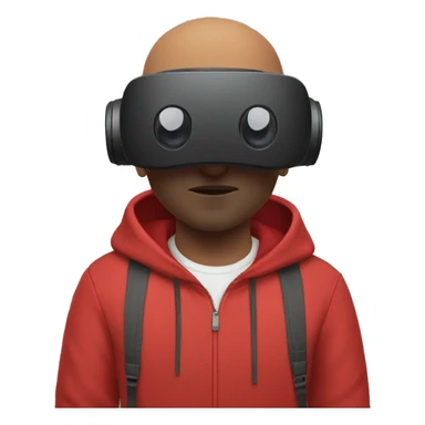 Bald Brownman with no facial hair and a red hoodie playing VR sticker