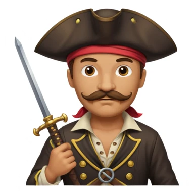 make pirate with mustache holding sword sticker
