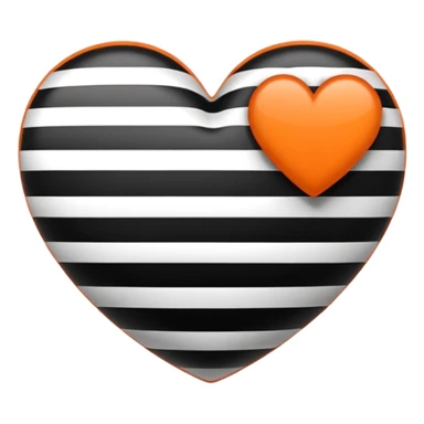 heart emoji with three horizontal stripes: black, white, and orange sticker
