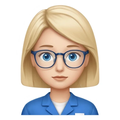 Generate from my photo blue eyes with glasses wearing care blue uniform sticker