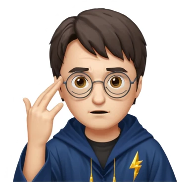 Harry Potter facepalm with glasses, lightning scar, wizard robe sticker