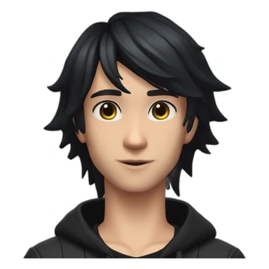 Sims+4+Anime+Mortimer+Goth-Man-dark-hair-black-tshirt+perfectly-centered sticker