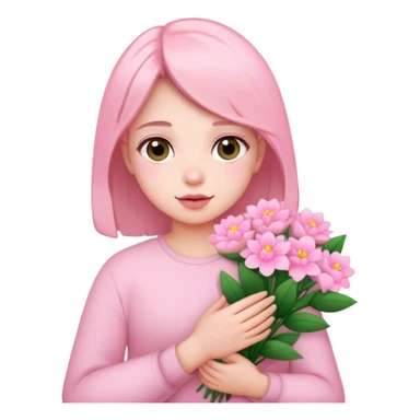 Me holding baby pink flowers  sticker