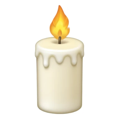 A simple emoji-style illustration of a candle with no flame, the wick slightly burnt, and a small amount of light smoke rising, minimal design, flat emoji look sticker