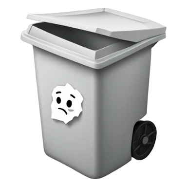 a crumbled paper on a trash can sticker