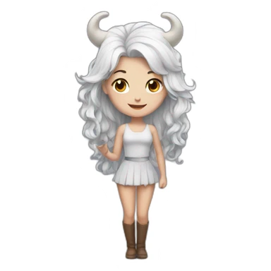 white haired girl with horns sticker