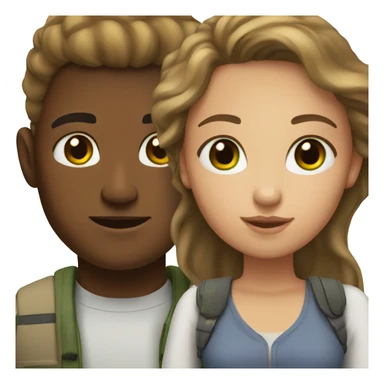 Couple, mixed race girl with brown eyes and white man with light brown hair and green eyes  sticker