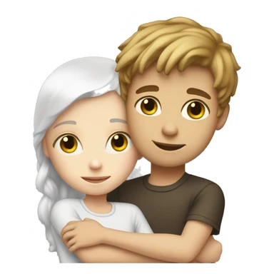 Little white sister hugging white brother sticker