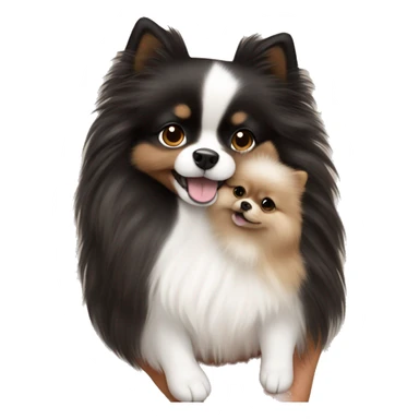 White brown culture Pomeranian dog holding by black hair and fair colour girl  sticker