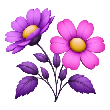Purple and pink flowers, desaturated sticker