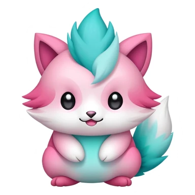 Cute cool edgy kawaii pink-white-turquoise-gradient fakemon-creature sticker