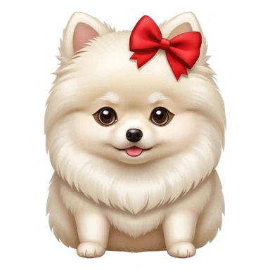 White pomeranian with red bow sticker