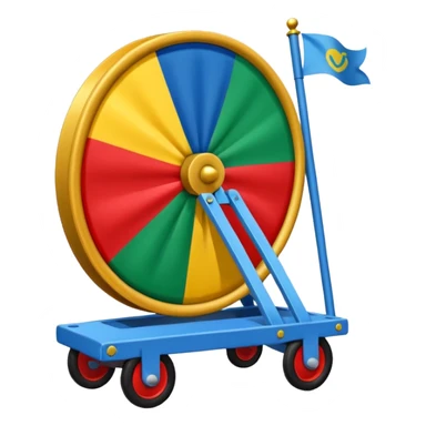 Un emoji drapeau avec la moitié de bleu et l’autre de vert avec une roue de roulotte rouge au centre assez grande sticker