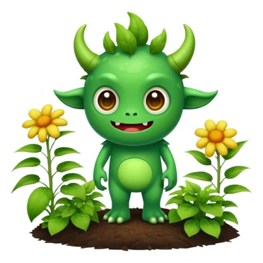 a cute monster working in a garden sticker