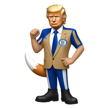 Donald trump as a Leicester city football supporter with fox  sticker
