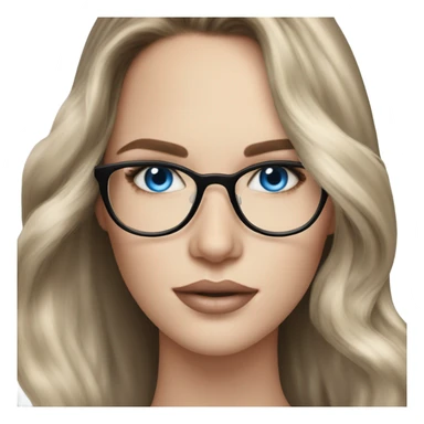 Beautiful Balayage pale model lady with glasses and blue eyes  sticker
