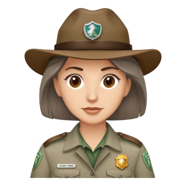 white woman park ranger with brown and gray hair sticker