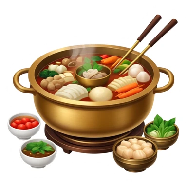 Classic Chinese bronze hotpot with ingredients sticker