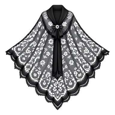 A black lace shawl with an elegant and delicate design sticker
