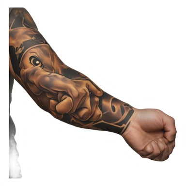 Flexing arm brown tattoo sleeve  sticker