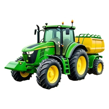 John Deere 6155M (2020) – Cinematic-realistic John Deere 6155M tractor, its iconic green and yellow body rolling across vast Australian farmlands. The powerful engine hums as it tows a massive plow sticker