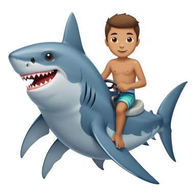 Boy riding a shark sticker
