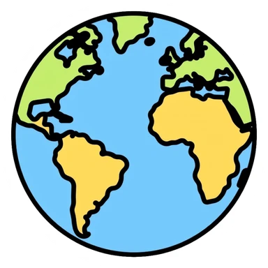 Earth globe icon with continents sticker